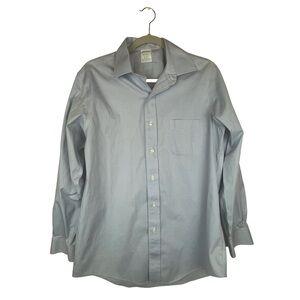 Brooks Brothers Milano Non-Iron Dress Shirt 16-33 Slim Fit Blue Cotton Stretch